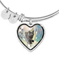 Korat Cat Print Heart Pendant Bangle
