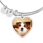Cute Jack Russell Terrier Print Luxury Heart Charm Bangle