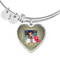 Cute Jack Russell Terrier On Window Print Heart Pendant Luxury Bangle