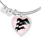 Horse Running Art Print Heart Pendant Bangle