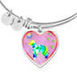 Bedlington Terrier Dog Art Print Heart Pendant Bangle