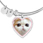 Cute Snoopy Cat Print Heart Pendant Bangle
