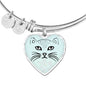 Cute Cat Face Print Heart Pendant Bangle