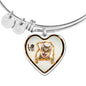 Lovely Bengal Cat Print Heart Pendant Bangle