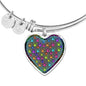 Colorful Paws Print Heart Pendant Bangle