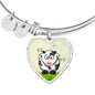 Cute Cow With Butterfly Print Heart Pendant Bangle
