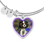 English Toy Spaniel Dog Print Heart Pendant Bangle