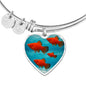 Southern Platyfish Fish Print Heart Pendant Luxury Bangle