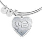 Paws Art Print Heart Pendant Luxury Bangle