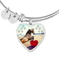 Lovely Horse Print Luxury Heart Charm Bangle