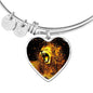 Roaring Lion Art Print Heart Pendant Bangle