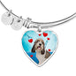 Petit Basset Griffon Vendeen Print Luxury Heart Charm Bangle