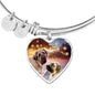 English Mastiff Print Luxury Heart Charm Bangle