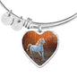 Lovely Thoroughbred Horse Print Luxury Heart Charm Bangle