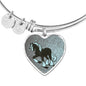 Clydesdale Horse Print Heart Pendant Luxury Bangle