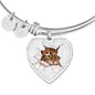 Amazing Cat Art Print Heart Pendant Bangle