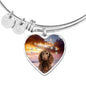 American Water Spaniel Print Luxury Heart Charm Bangle