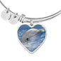 Cute Dolphin Print Heart Pendant Luxury Bangle