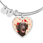 Flat Coated Retriever Print Luxury Heart Charm Bangle
