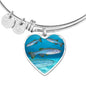 Slender Danios Fish Print Luxury Heart Charm Bangle