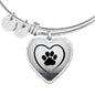 Paw Print Luxury Heart Charm Bangle