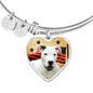 Dogo Argentino Print Luxury Heart Charm Bangle