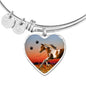American Paint Horse Print Luxury Heart Charm Bangle