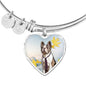 Boston Terrier Print Luxury Heart Charm Bangle