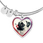 Cute Pug Dog Print Heart Pendant Bangle
