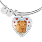 Shar Pei Print Luxury Heart Charm Bangle