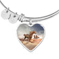 Arabian Horse Print Luxury Heart Charm Bangle