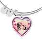Golden Retriever Dog Print Heart Pendant Bangle