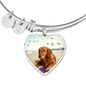 Golden Retriever Print Luxury Heart Charm Bangle