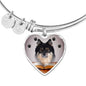 Finnish Lapphund Print Luxury Heart Charm Bangle