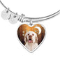 Clumber Spaniel Print Luxury Heart Charm Bangle