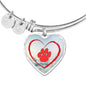 Red Paw Print Luxury Heart Charm Bangle