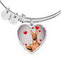 Pharaoh Hound Print Luxury Heart Charm Bangle