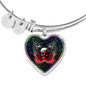 Gun And Skull Print Heart Pendant Bangle