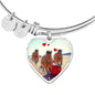 Clydesdale Horse Print Luxury Heart Charm Bangle