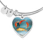 Goldfish Print Heart Pendant Luxury Bangle