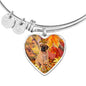 Cute Bullmastiff Print Luxury Heart Charm Bangle