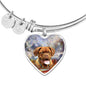 Dogue de Bordeaux Print Luxury Heart Charm Bangle