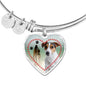 Jack Russell Terrier Print Luxury Heart Charm Bangle