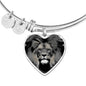 Lion Grey Art Print Heart Pendant Bangle