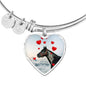 Thoroughbred Horse Print Luxury Heart Charm Bangle