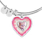 Cute Kitten Print Heart Pendant Bangle