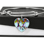 American Quarter Horse Print Heart Pendant Luxury Bangle