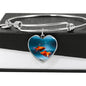 Fantail Fish Print Heart Pendant Luxury Bangle