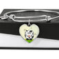 Cute Cow With Butterfly Print Heart Pendant Bangle