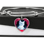 Cute White Kitten Cat Print Heart Pendant Bangle